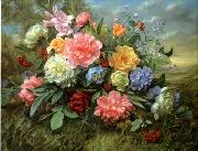 unknow artist Floral, beautiful classical still life of flowers.082 oil on canvas